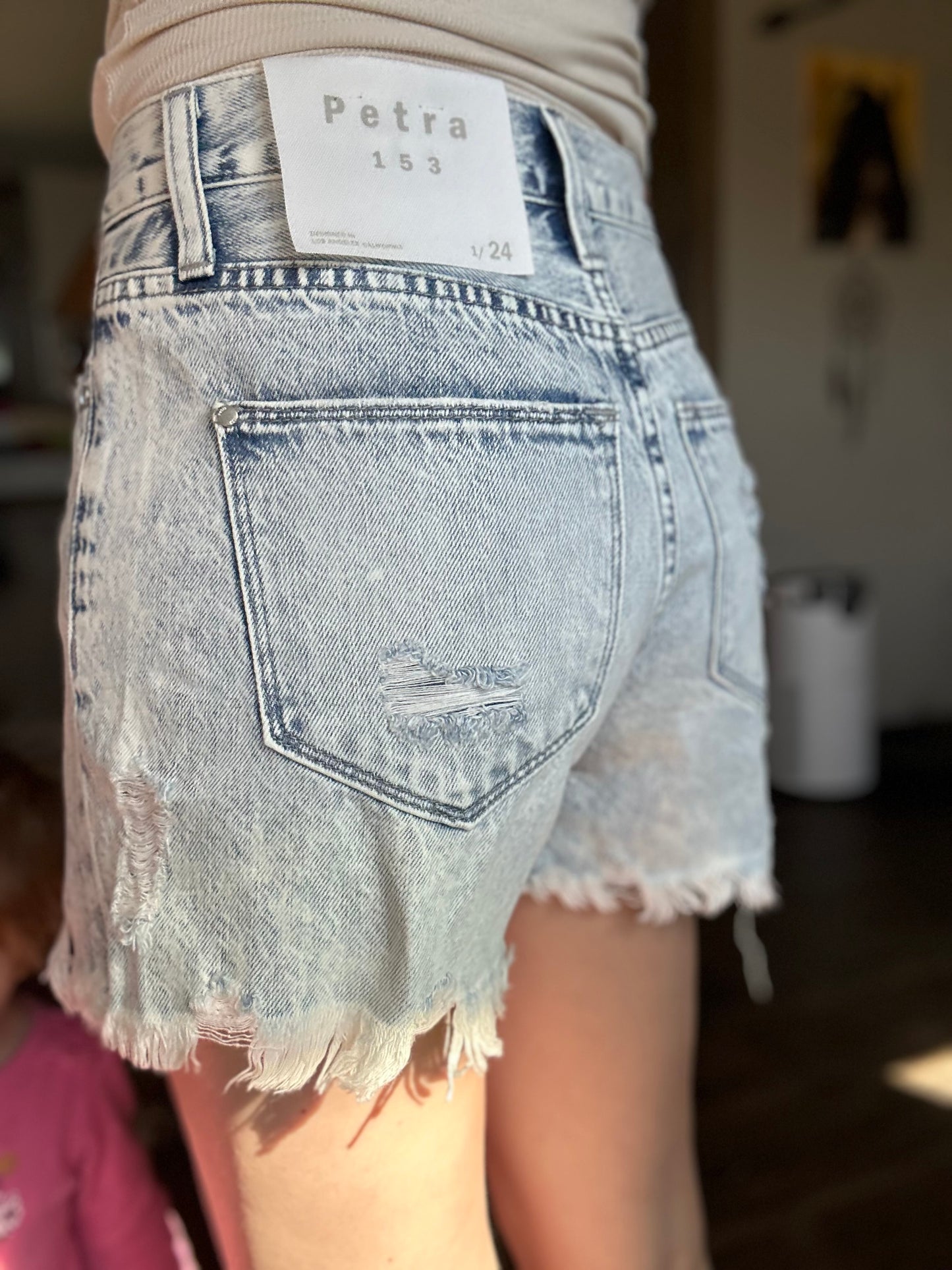 Acid Washed High Rise Mom Shorts