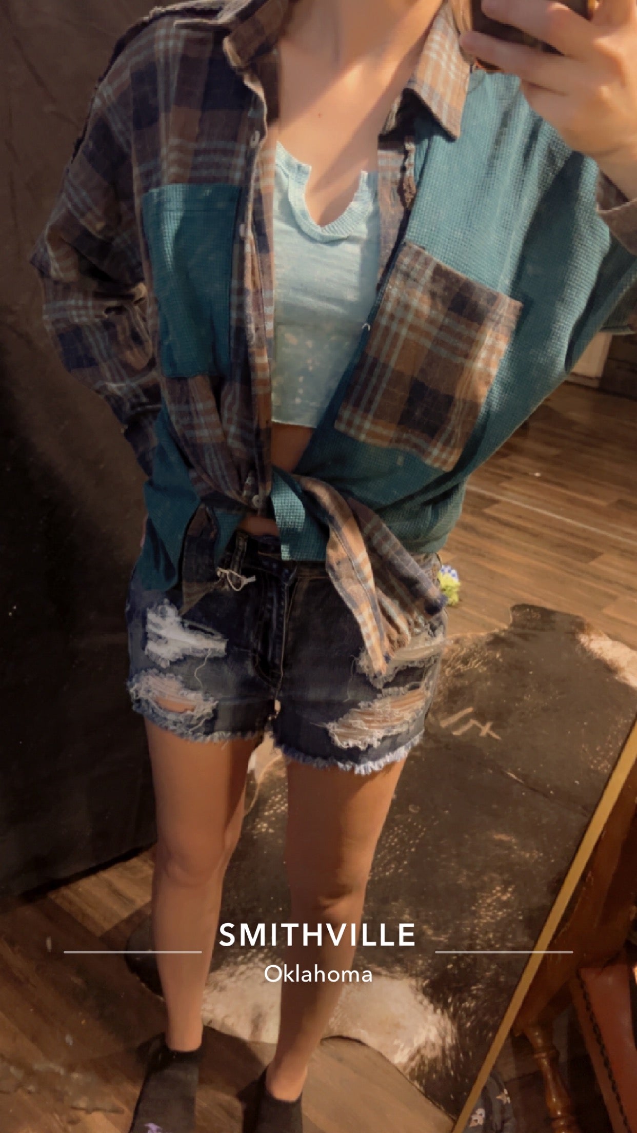 High Rise Ripped Denim Shorts